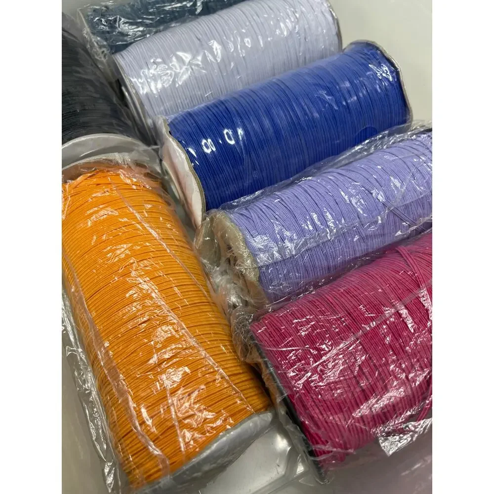 LOT 7 — Rolls Multicolor Elastic Cord Trim String — Sewing Crafts Masks — 4.6lbs